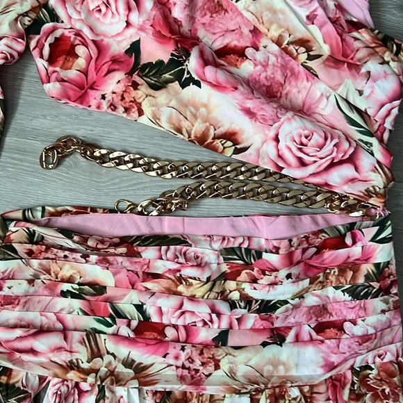 Satiny Floral "Two-Piece" Maxi Dress | EUC Size L - Picture 4 of 12